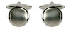 Shiny & Brushed Round Curved Rhodium Cufflinks by Dalaco