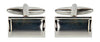 Shiny & Brushed Rectangular Curved Rhodium Cufflinks by Dalaco