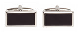 Onyx Rectangle Rhodium Cufflinks by Dalaco