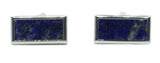 Lapis Lazuli Rectangular Rhodium Cufflinks by Dalaco