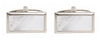 Mother of Pearl rectangle rhodium cufflinks by Dalaco