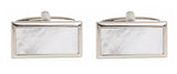 Mother of Pearl rectangle rhodium cufflinks by Dalaco