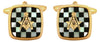 Masonic Mother of Pearl & Onyx Cushion Embossed Gold Plate Cufflinks by Dalaco