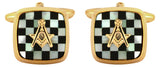 Masonic Mother of Pearl & Onyx Cushion Embossed Gold Plate Cufflinks by Dalaco