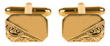 Rectangle Third Engraved Design Gold Plate Cut Corner Cufflinks by Dalaco