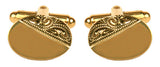 Oval Third Engraved Design Gold Plated Cufflinks by Dalaco