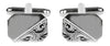 Rectangle Cut Corners Engraved Design Rhodium Plate Cufflinks by Dalaco