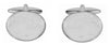 Oval large flat plain rhodium plated cufflinks by Dalaco