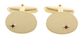 Oval Ruby Stone Star Set Gold Plated Cufflinks by Dalaco