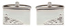 Rectangular Engraved Leaf Design Rhodium Plate Cufflinks by Dalaco