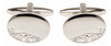 Oval Engraved Leaf Design Rhodium Plate Cufflinks by Dalaco