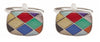 Harlequin Enamel Rhodium Plate Cufflinks by Dalaco