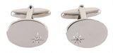 Oval Cubic Zirconia Set Silver Plated Cufflinks by Dalaco
