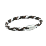 Browns & White Leather Bracelet Steel Magnet Clasp by Dalaco