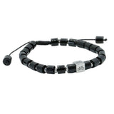 Bicycle Bead Adjustable Black Agate Bracelet by Dalaco