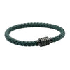 Green Leather Bracelet with Black Ribbed Clasp by Dalaco