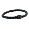 Black Leather Bracelet with Black Ribbed Clasp by Dalaco