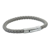 Taupe Leather Bracelet with Black Ribbed Clasp by Dalaco