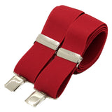 Red plain 35mm silver clip braces CN by Dalaco
