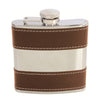 Brown Hip Flask 6oz with Shiny Stainless Steel Centre by Dalaco