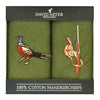 Pheasant & Gun Embroidered Green Cotton Handkerchief by Dalaco