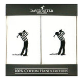 Golfer Embroidered White Cotton Handkerchiefs by Dalaco