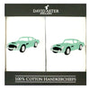 Classic Car Embroidered White Cotton Handkerchief by Dalaco