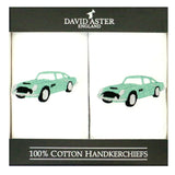 Classic Car Embroidered White Cotton Handkerchief by Dalaco