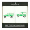 Green Land Vehicle Embroidered Handkerchiefs by Dalaco