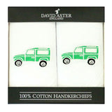 Green Land Vehicle Embroidered Handkerchiefs by Dalaco
