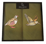 Woodcock & Partridge Embroidered Green Handkerchiefs by Dalaco