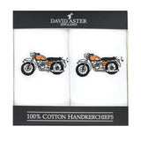 Motorbike Embroidered White Cotton Handkerchiefs by Dalaco