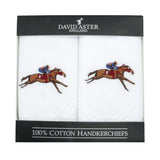 Racehorse Embroidered White Handkerchiefs by Dalaco