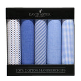 Pack of 5 Assorted Light Blue Handkerchiefs by Dalaco