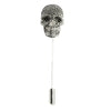 Skull Burnished Rhodium Stick Lapel Pin by Dalaco