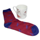 Dogs Illustration Fine Bone China Mug & Sock Set by Dalaco