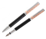 Rose Gold & Black Fountain and Ball Point Pen Set by Dalaco