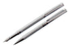 Chrome Ribbed Fountain & Ball Point Pen Set by Dalaco