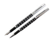 Black & Chrome Checker Fountain & Rollerball Pen Set by Dalaco