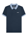Lambretta Gingham Collar Polo LB4028 Navy