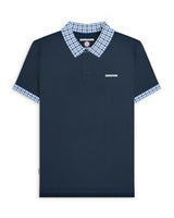 Lambretta Gingham Collar Polo LB4028 Navy