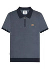 Lambretta 1/4 Zip Knit Check Polo SS6024 - zip detail