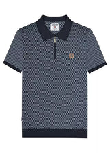 Lambretta 1/4 Zip Knit Check Polo SS6024 - zip detail