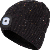 Tresspass DAZZLE - RECHARGABLE LED BEANIE HAT - BLACK MARL
