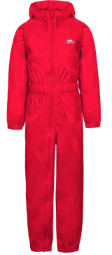 Tresspass BUTTON - CHILDS UNISEX RAIN SUIT - RED