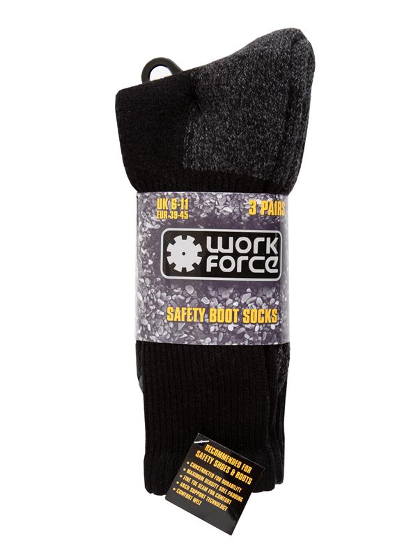 Work Force Heavy Duty Safety Boot 3 Pack Sock WFH0090