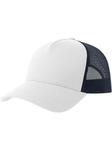 Atlantis Rapper Cotton S 5 Panel Sustainable Trucker Cap ACRPCT - White/Navy