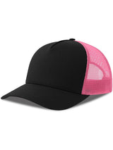 Atlantis Rapper Cotton S 5 Panel Sustainable Trucker Cap ACRPCT - Black/Fuchsia Fluo