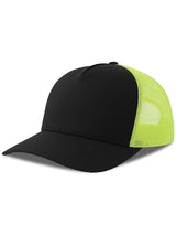 Atlantis Rapper Cotton S 5 Panel Sustainable Trucker Cap ACRPCT - Black/Safety Yellow