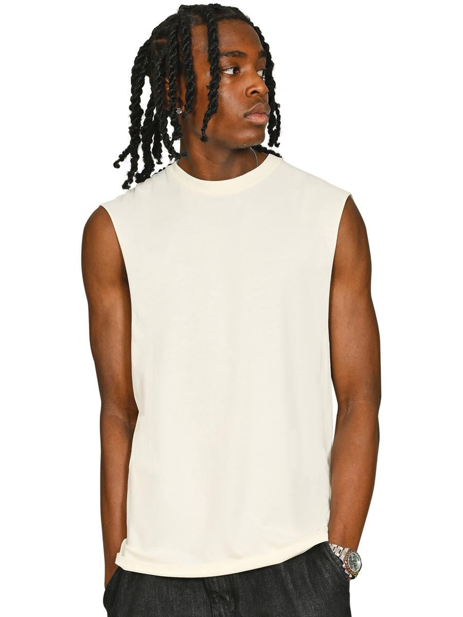 Casual Ringspun Core Droparm Raw Edge Tall Tank CRBV65 - Ecru